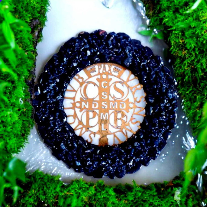 Mandala Medalha de São Bento - Turmalina Negra