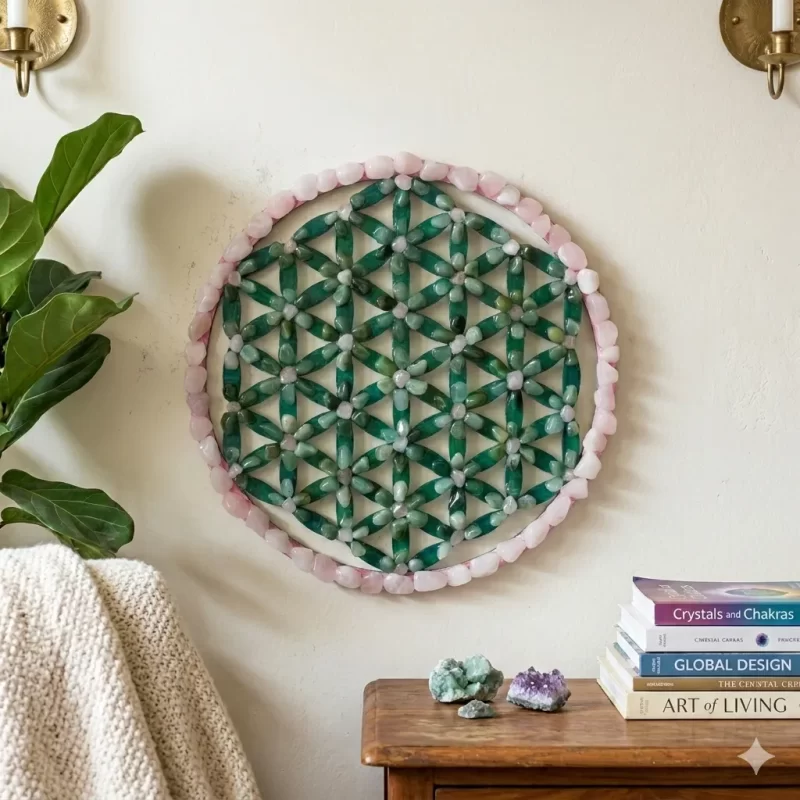 Mandala Flor Da Vida Energia De Acura Pedras Naturais 35 Cm